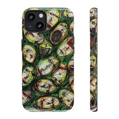 Abstract Sanity Faces Phone Case | Expressionist Face Art | Tough Case