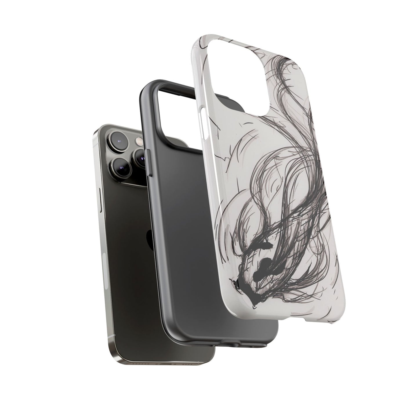 Smokey Ink Koi phone case | abstract koi sketch, smoky ink illustration