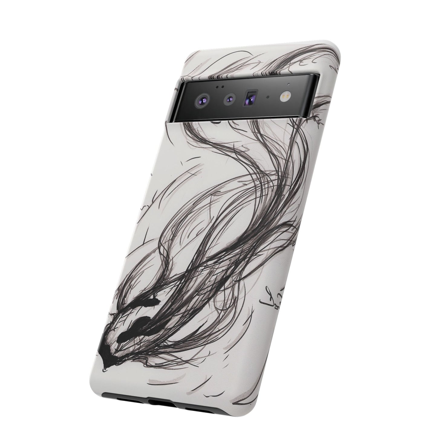 Smokey Ink Koi phone case | abstract koi sketch, smoky ink illustration