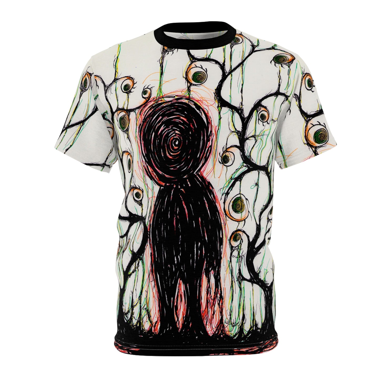 Dark Scribble Figure tee | Surreal Eyes All-Over Print