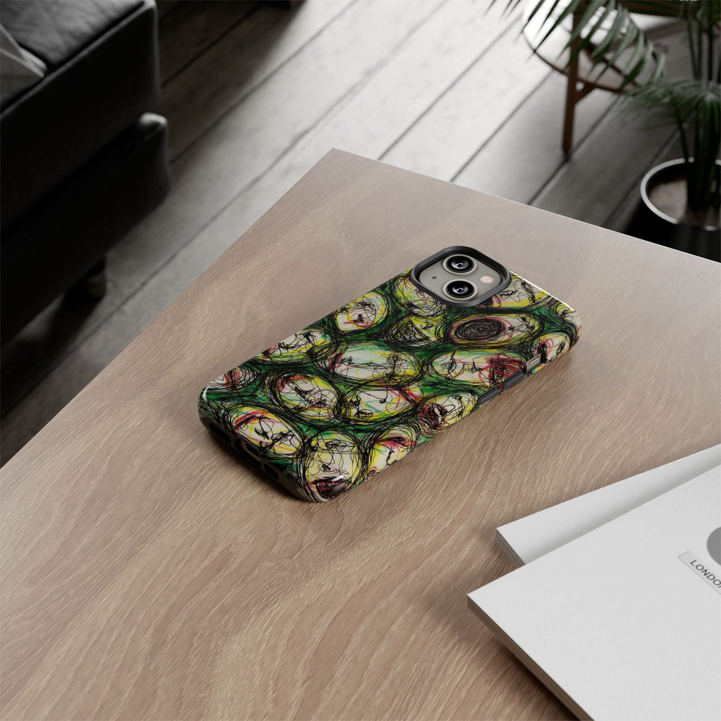Abstract Sanity Faces Phone Case | Expressionist Face Art | Tough Case