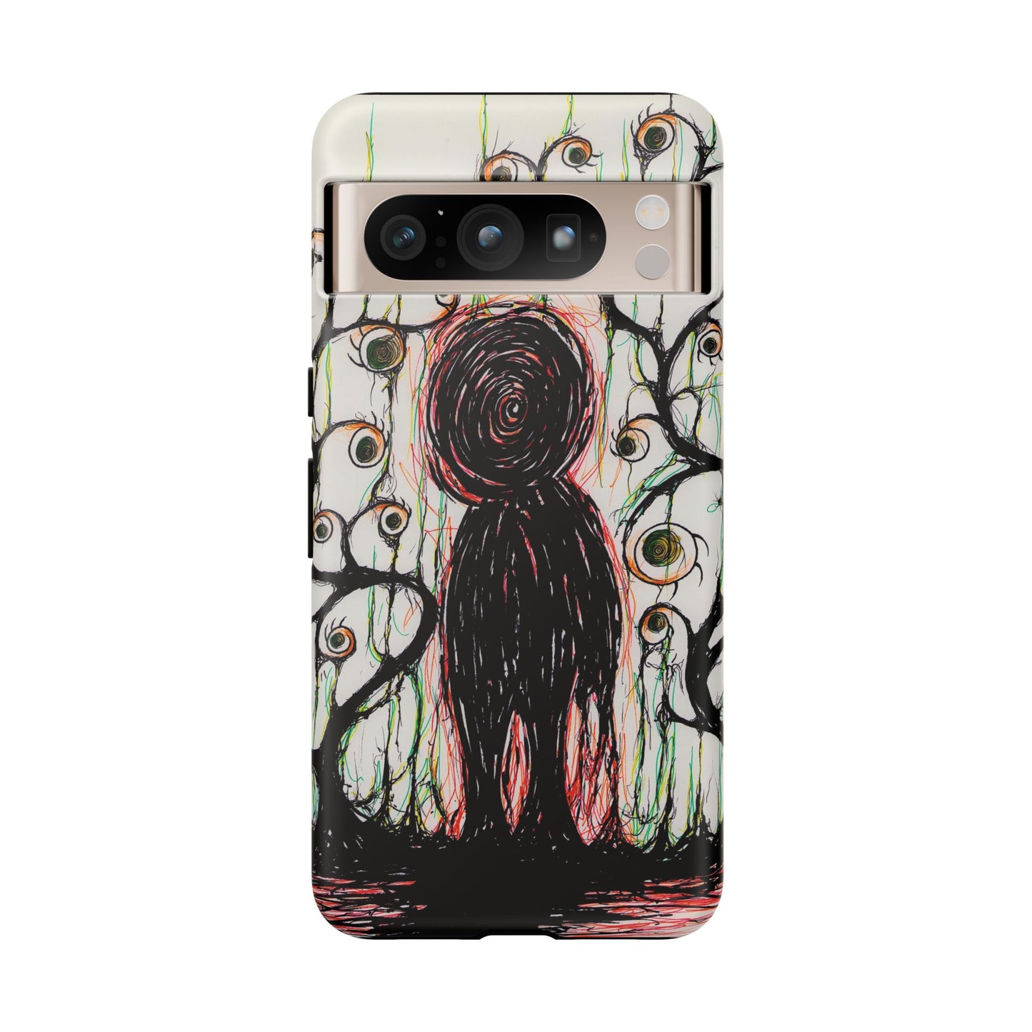 Dark Scribble Figure Tough Case | Surreal Eyes Phone Case | Tough Phone Case