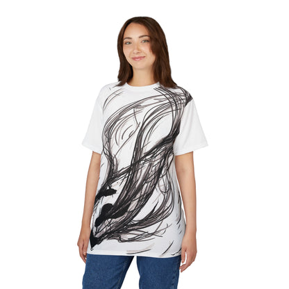 Smokey Ink Koi Tee | Black Brushstroke Fish All-Over Print