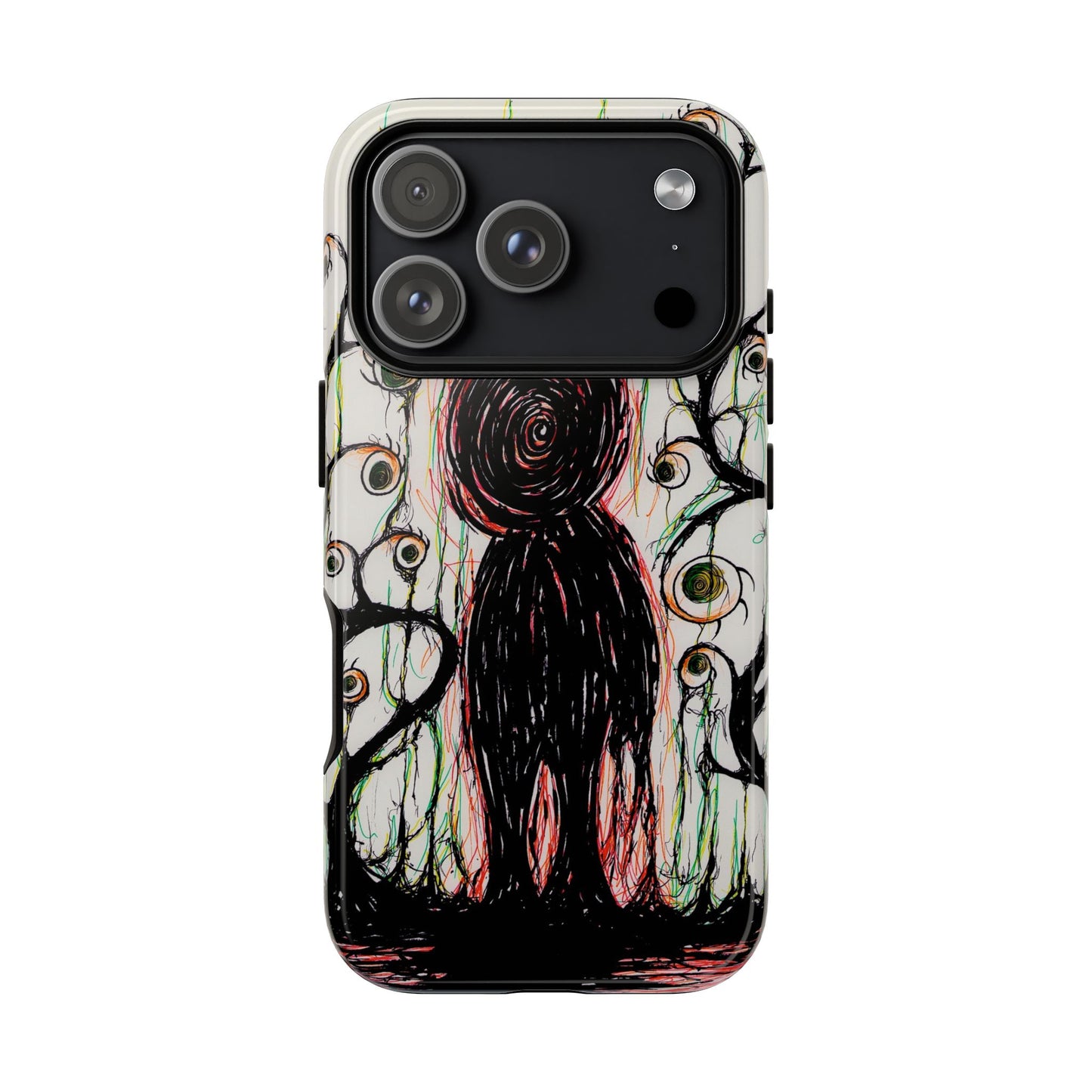 Dark Scribble Figure Tough Case | Surreal Eyes Phone Case | Tough Phone Case