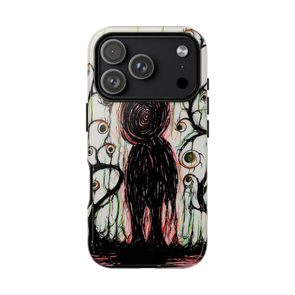Dark Scribble Figure Tough Case | Surreal Eyes Phone Case | Tough Phone Case