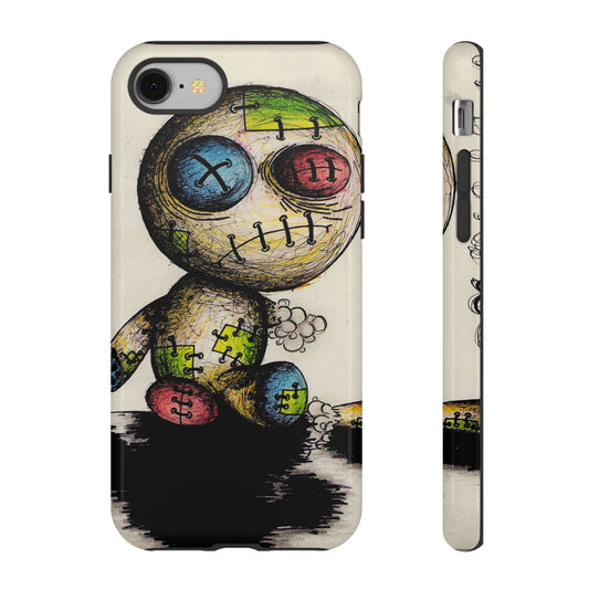 Voodoo Patch Doll Phone Case | Cute Creepy Button-Eye Illustration