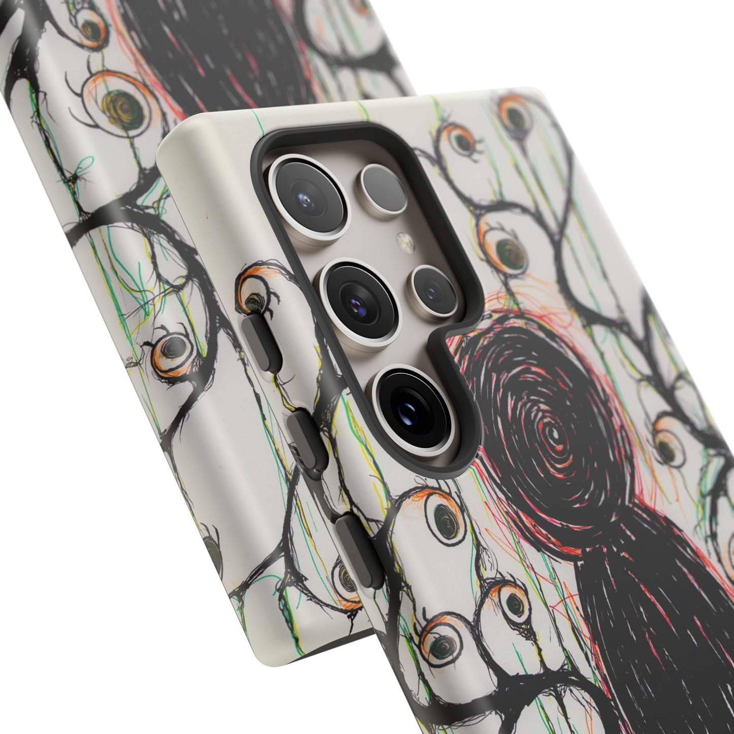 Dark Scribble Figure Tough Case | Surreal Eyes Phone Case | Tough Phone Case