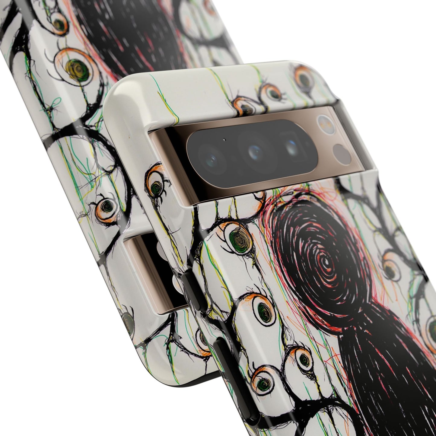 Dark Scribble Figure Tough Case | Surreal Eyes Phone Case | Tough Phone Case