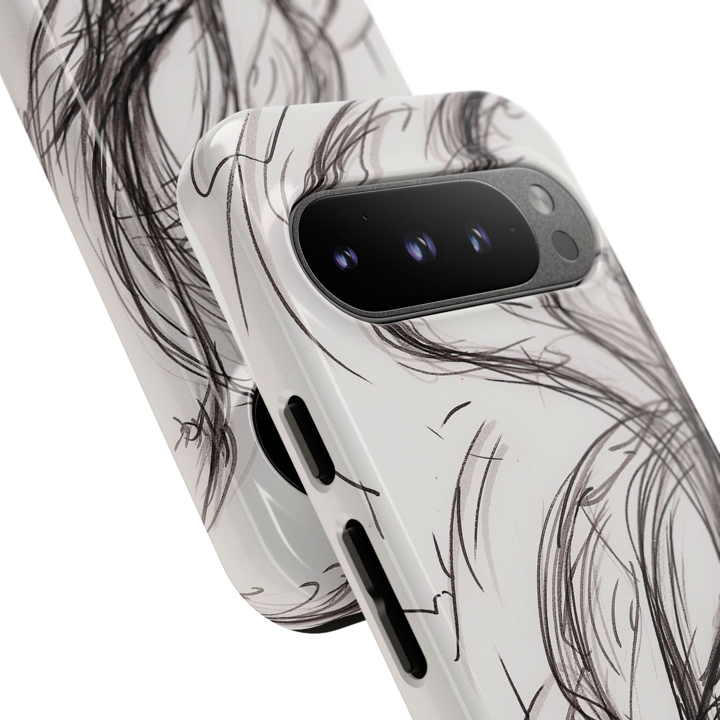 Smokey Ink Koi phone case | abstract koi sketch, smoky ink illustration