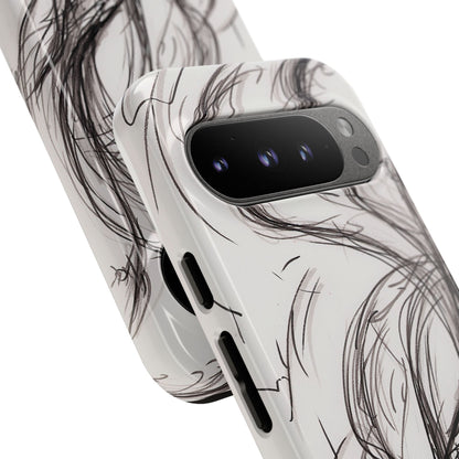 Smokey Ink Koi phone case | abstract koi sketch, smoky ink illustration