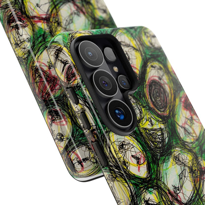 Abstract Sanity Faces Phone Case | Expressionist Face Art | Tough Case