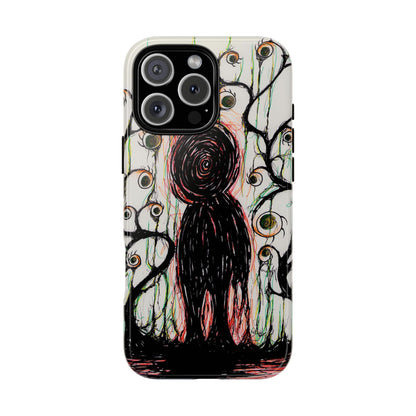 Dark Scribble Figure Tough Case | Surreal Eyes Phone Case | Tough Phone Case