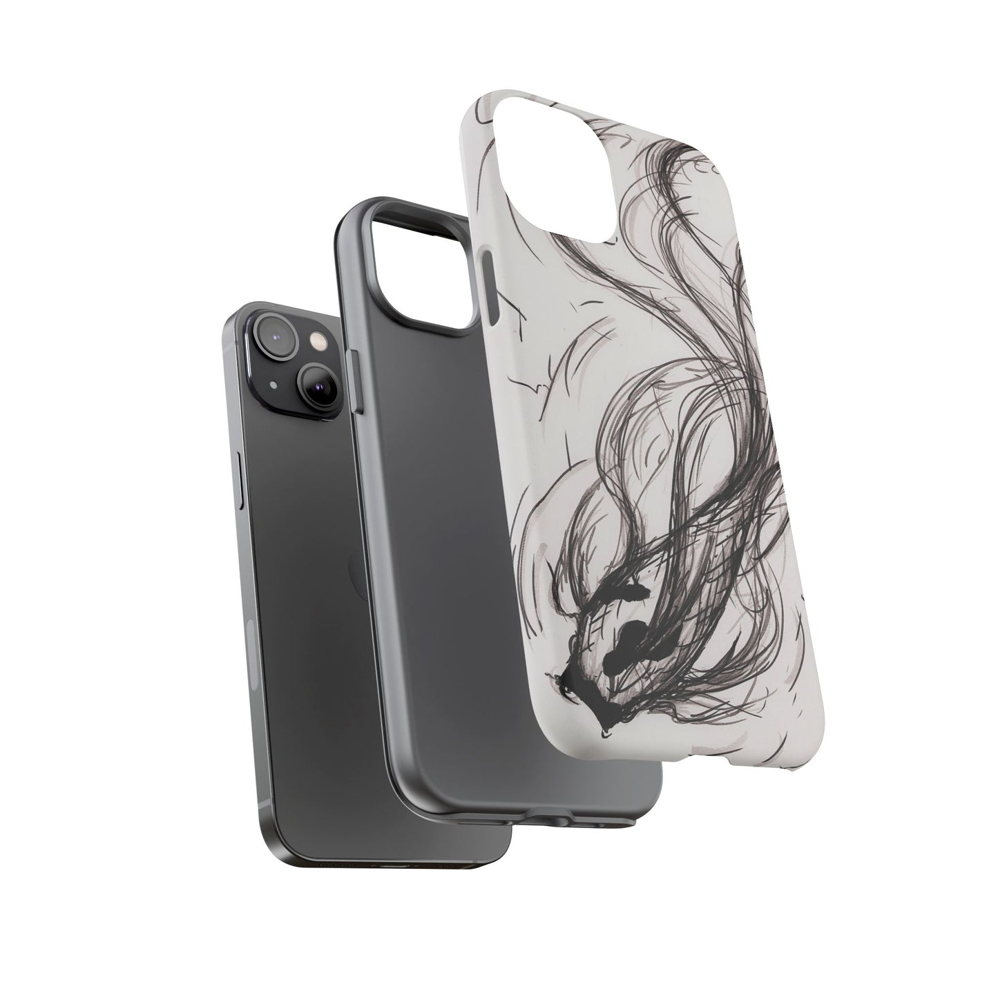 Smokey Ink Koi phone case | abstract koi sketch, smoky ink illustration