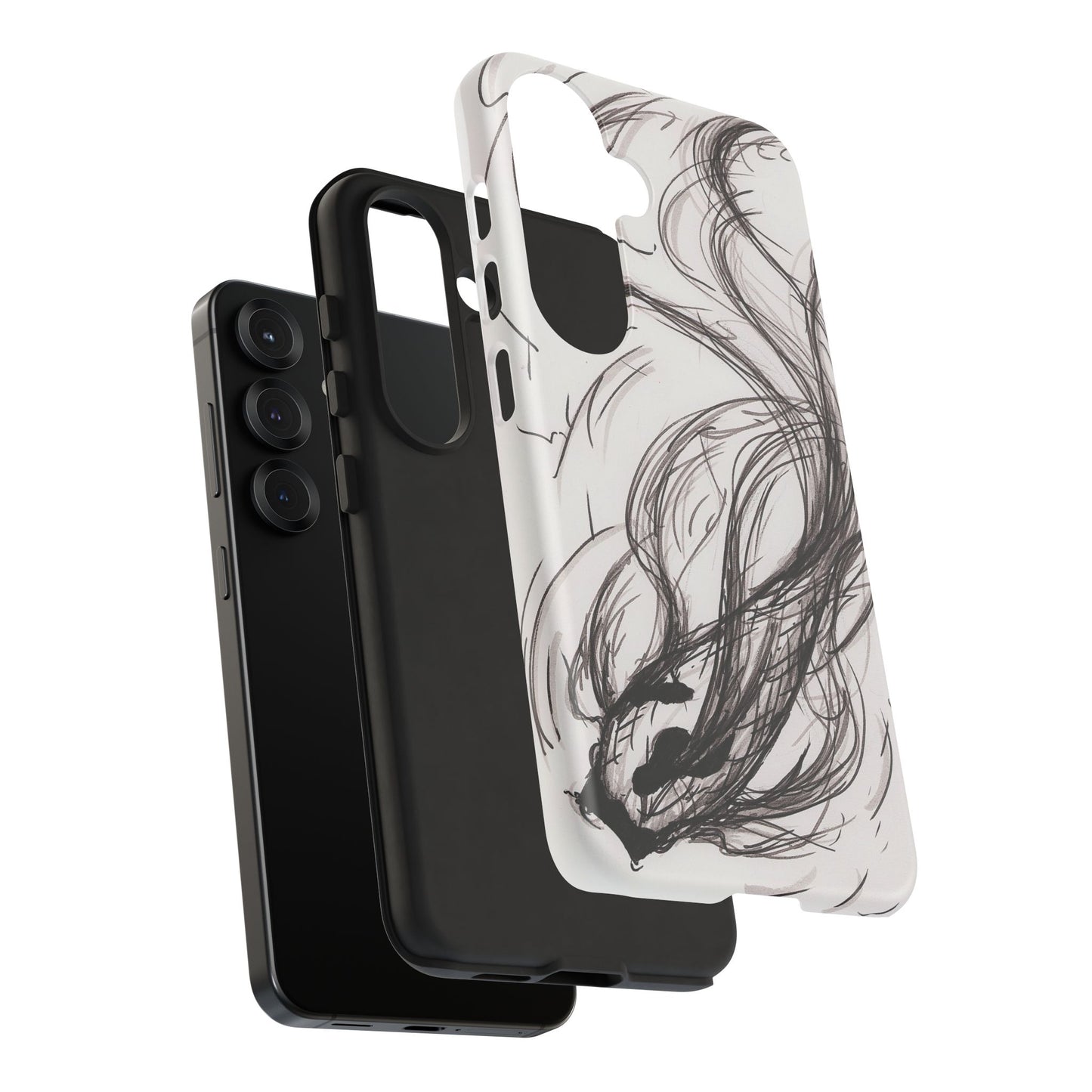 Smokey Ink Koi phone case | abstract koi sketch, smoky ink illustration
