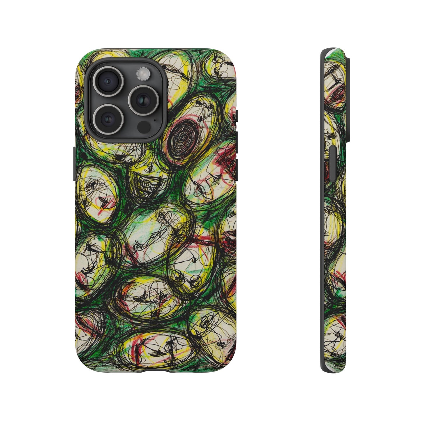 Abstract Sanity Faces Phone Case | Expressionist Face Art | Tough Case