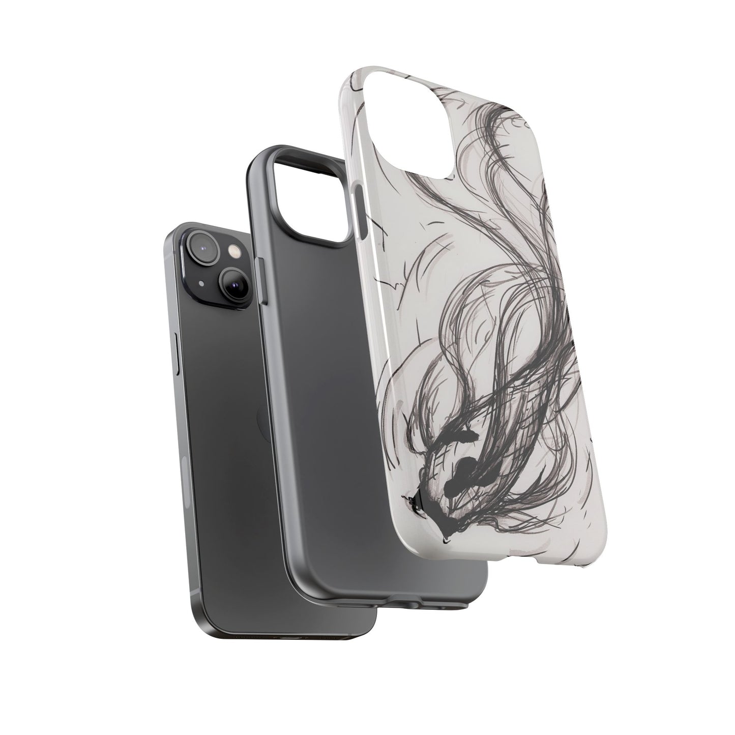 Smokey Ink Koi phone case | abstract koi sketch, smoky ink illustration