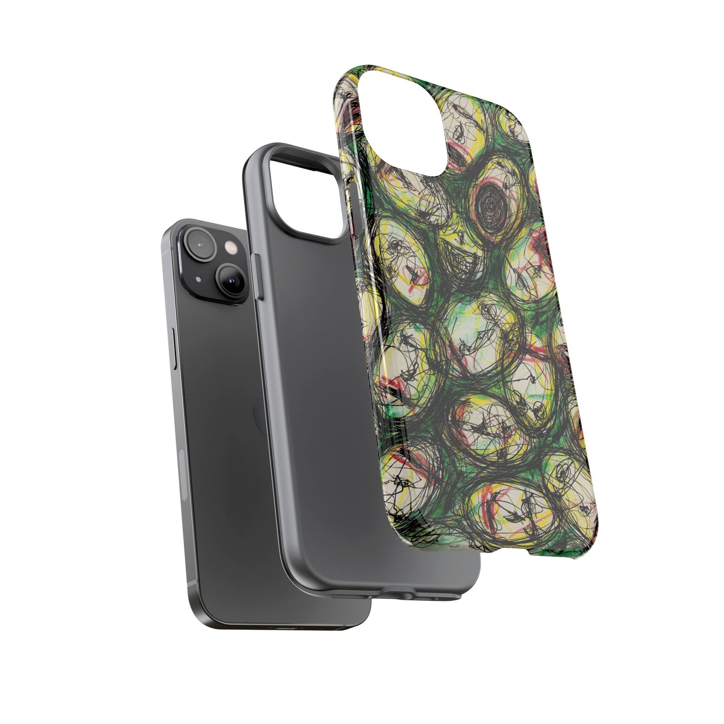 Abstract Sanity Faces Phone Case | Expressionist Face Art | Tough Case