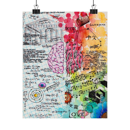Brain Hemispheres Collage Matte Vertical Poster | Science Art