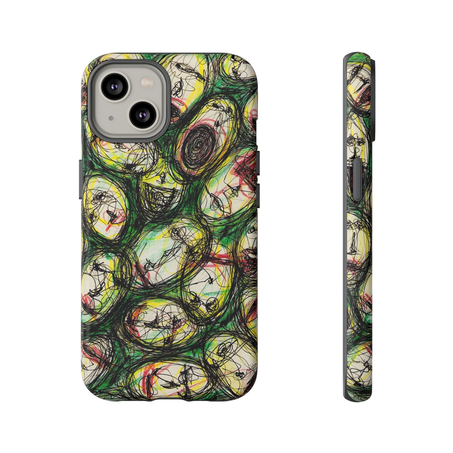 Abstract Sanity Faces Phone Case | Expressionist Face Art | Tough Case