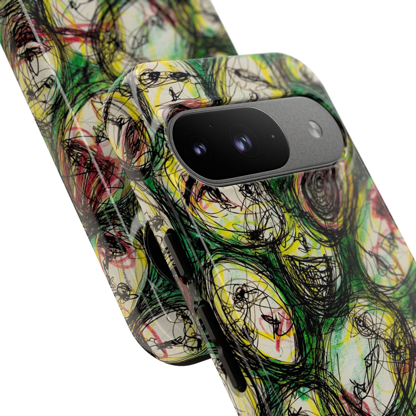 Abstract Sanity Faces Phone Case | Expressionist Face Art | Tough Case