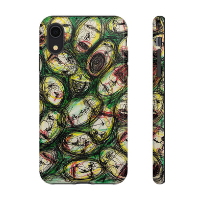 Abstract Sanity Faces Phone Case | Expressionist Face Art | Tough Case
