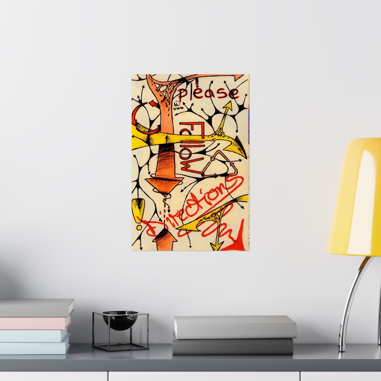Please Follow Directions poster Matte Vertical Poster | Abstract arrow illustration, graffiti text