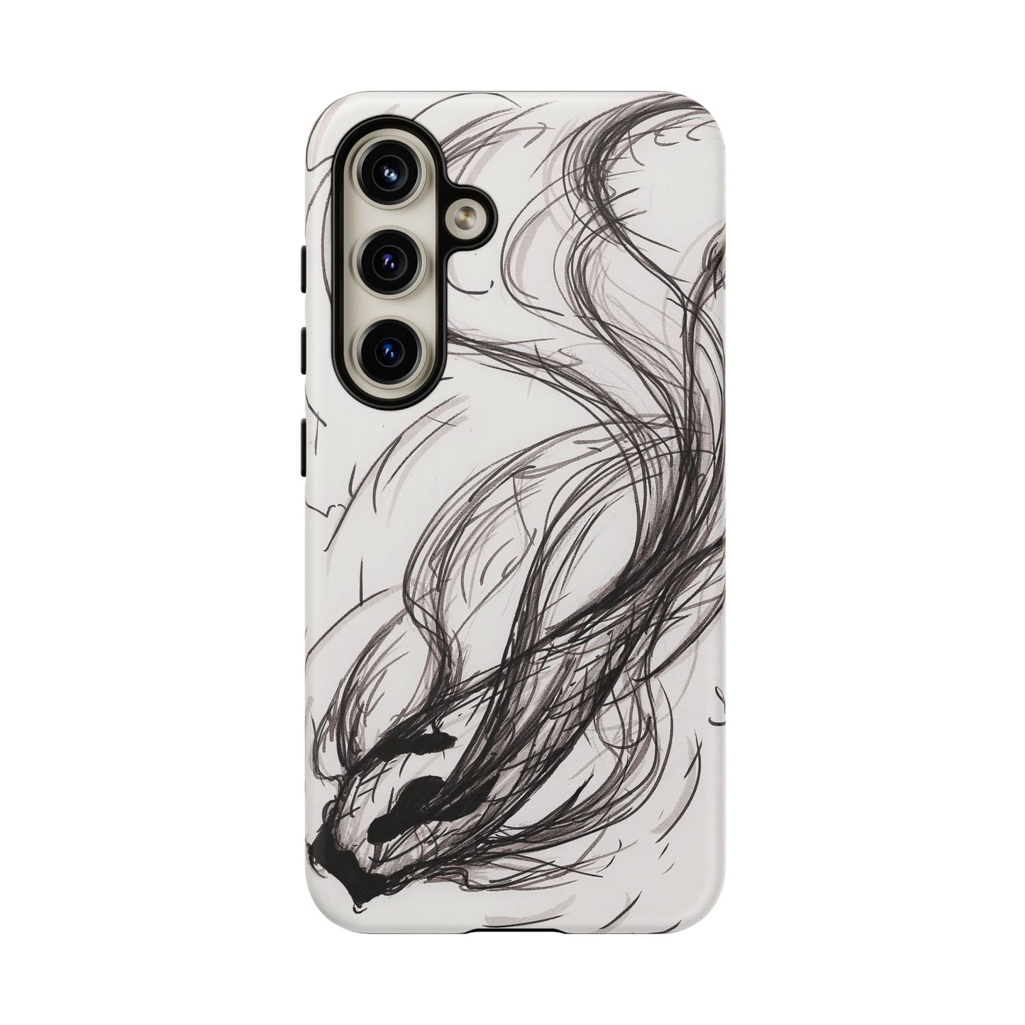 Smokey Ink Koi phone case | abstract koi sketch, smoky ink illustration