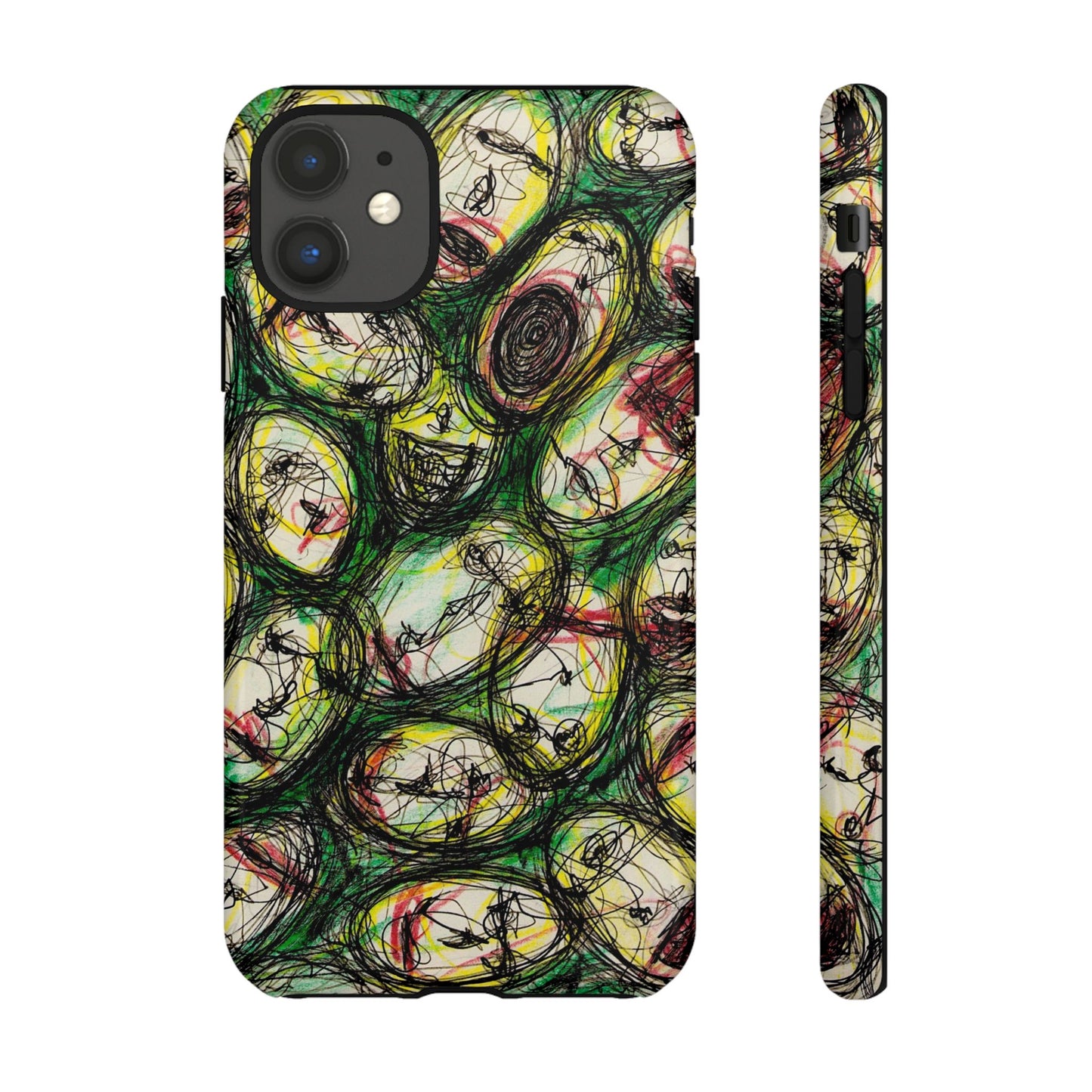 Abstract Sanity Faces Phone Case | Expressionist Face Art | Tough Case