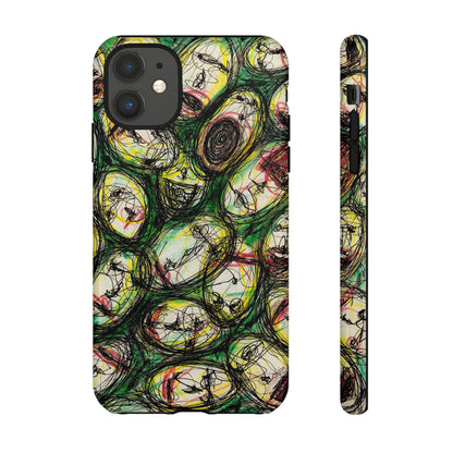 Abstract Sanity Faces Phone Case | Expressionist Face Art | Tough Case