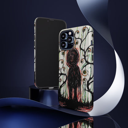 Dark Scribble Figure Tough Case | Surreal Eyes Phone Case | Tough Phone Case