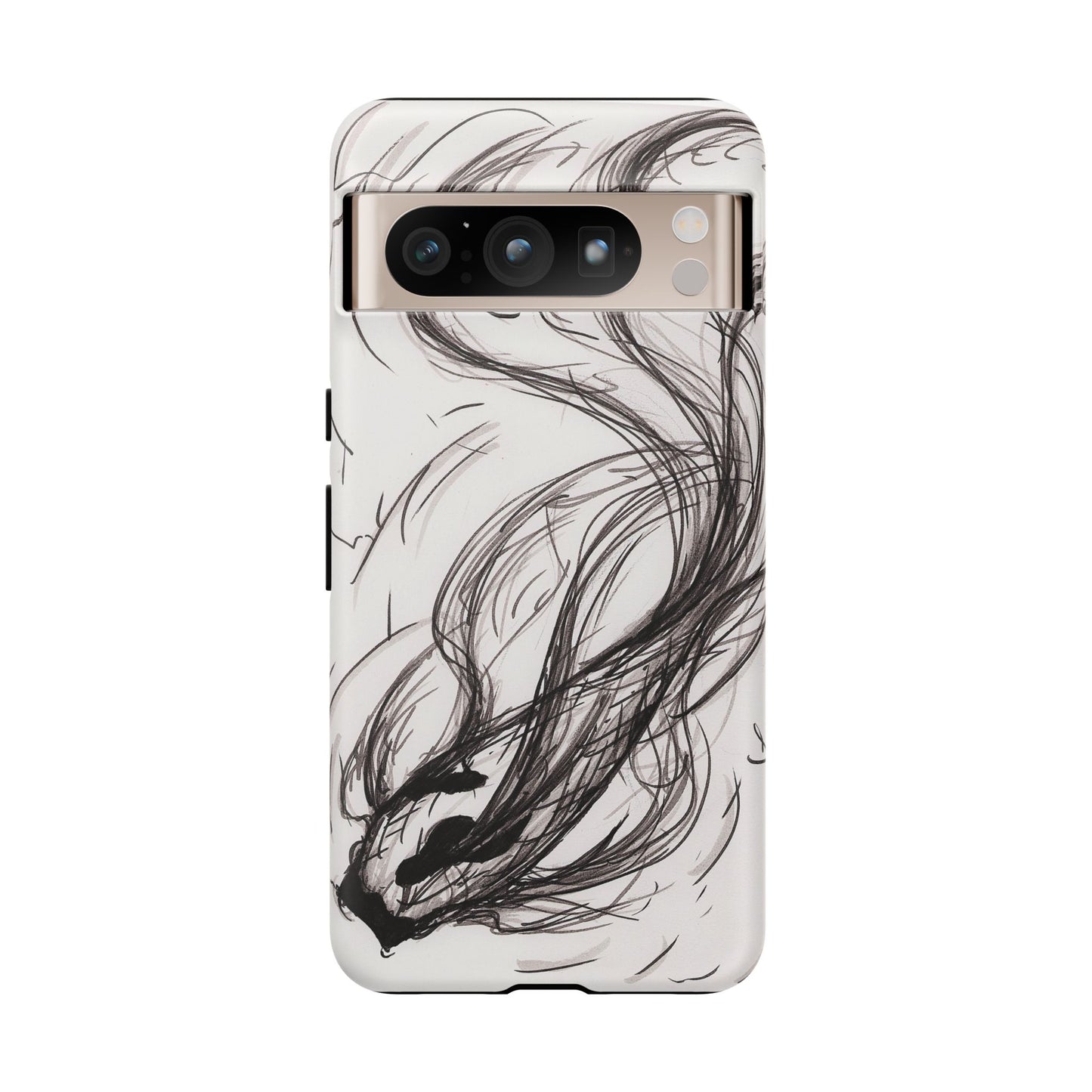 Smokey Ink Koi phone case | abstract koi sketch, smoky ink illustration