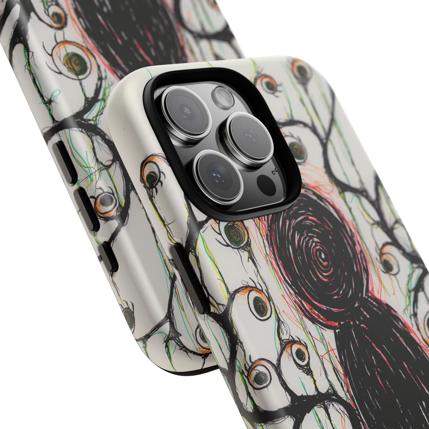 Dark Scribble Figure Tough Case | Surreal Eyes Phone Case | Tough Phone Case