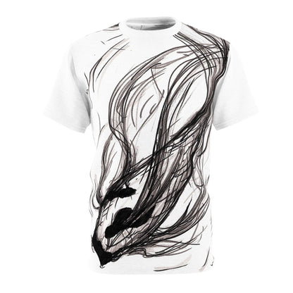 Smokey Ink Koi Tee | Black Brushstroke Fish All-Over Print