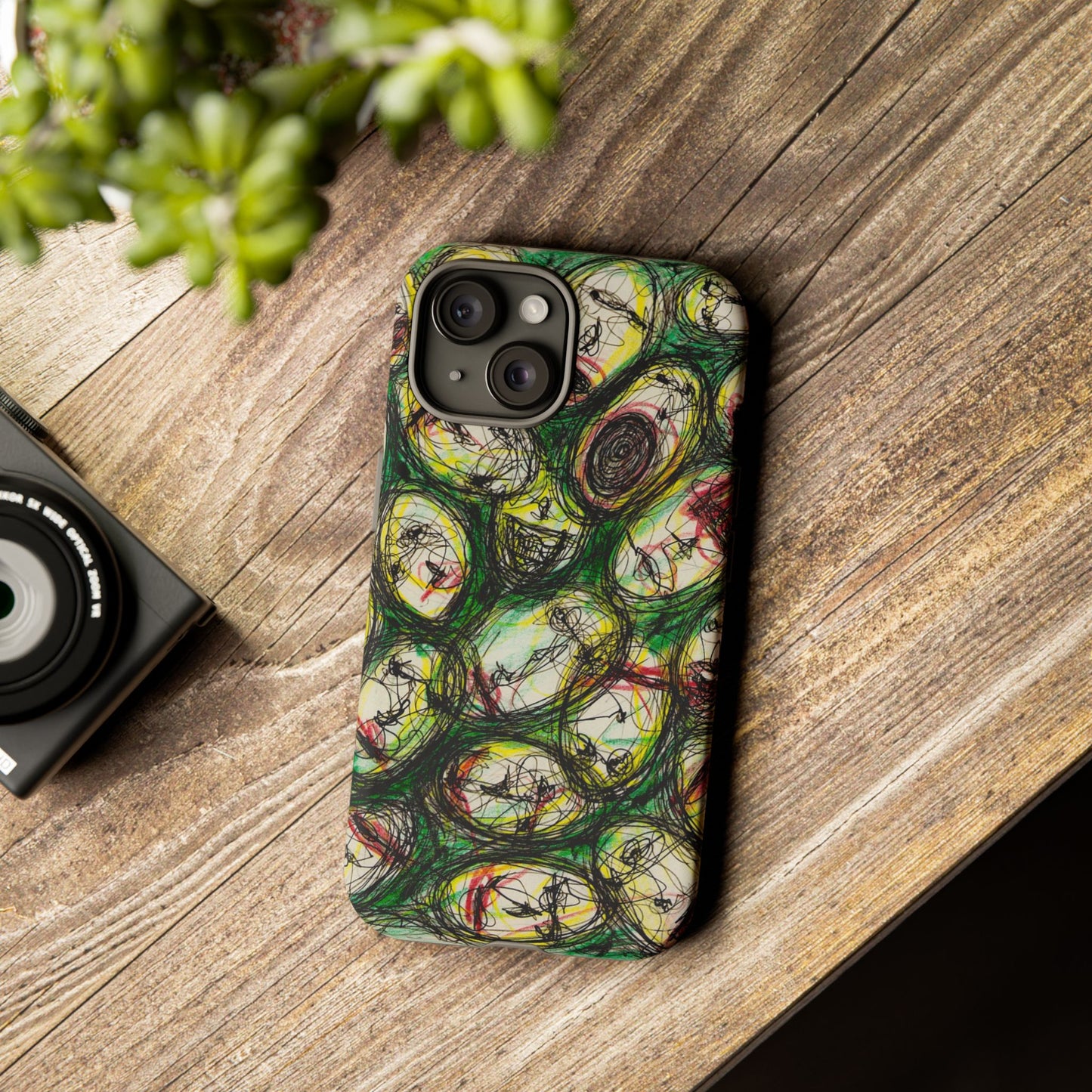 Abstract Sanity Faces Phone Case | Expressionist Face Art | Tough Case
