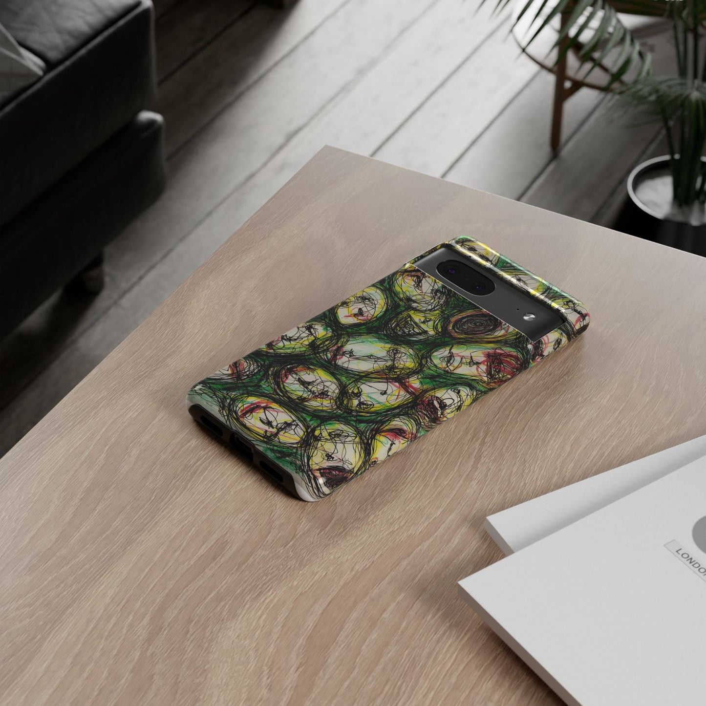 Abstract Sanity Faces Phone Case | Expressionist Face Art | Tough Case