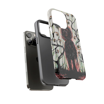 Dark Scribble Figure Tough Case | Surreal Eyes Phone Case | Tough Phone Case