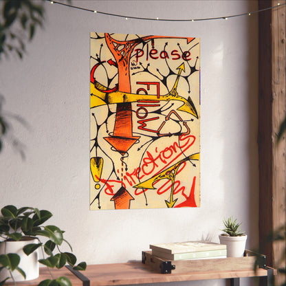 Please Follow Directions poster Matte Vertical Poster | Abstract arrow illustration, graffiti text