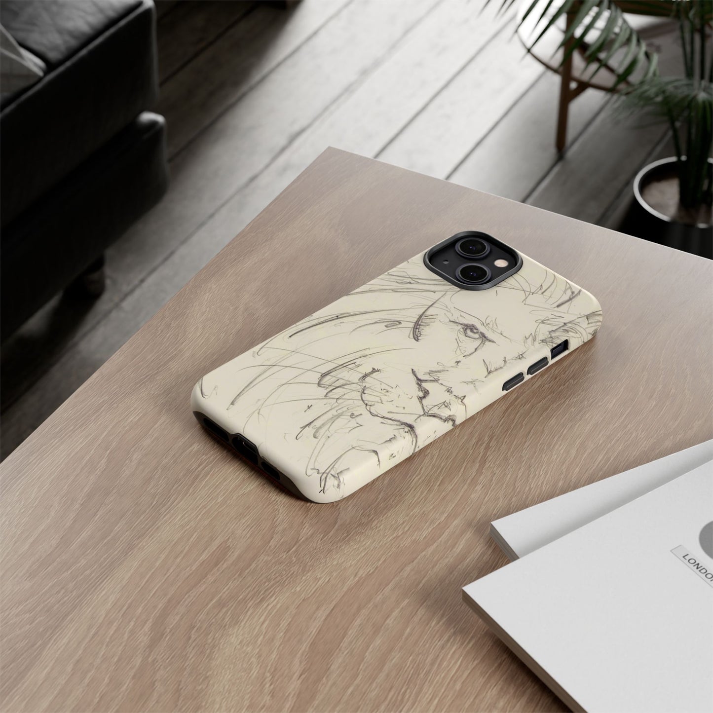 Flowing Lion Sketch phone case | Wildlife Art | Tough Cases