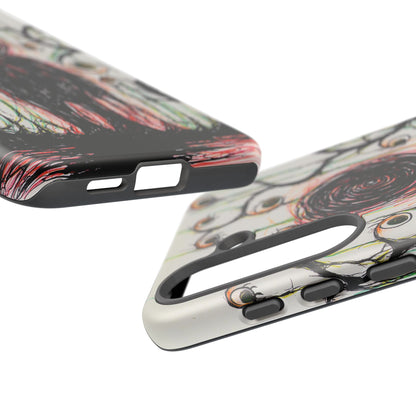 Dark Scribble Figure Tough Case | Surreal Eyes Phone Case | Tough Phone Case
