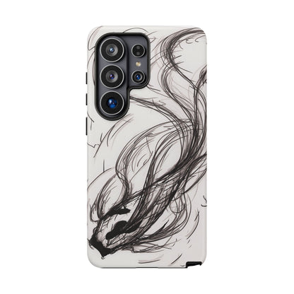 Smokey Ink Koi phone case | abstract koi sketch, smoky ink illustration