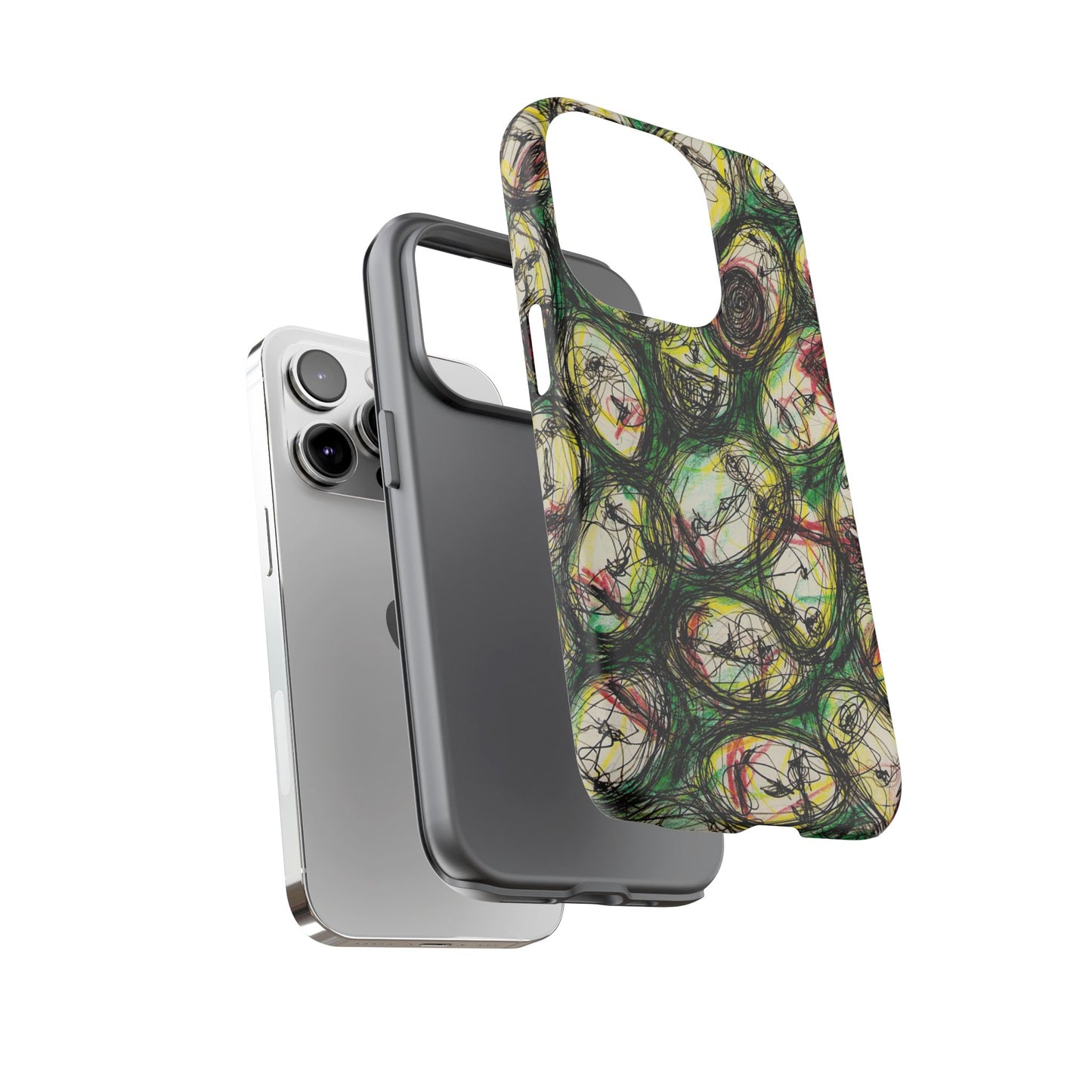 Abstract Sanity Faces Phone Case | Expressionist Face Art | Tough Case