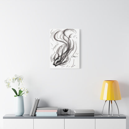 Smokey Ink Koi Canvas | Abstract Ink Matte Canvas