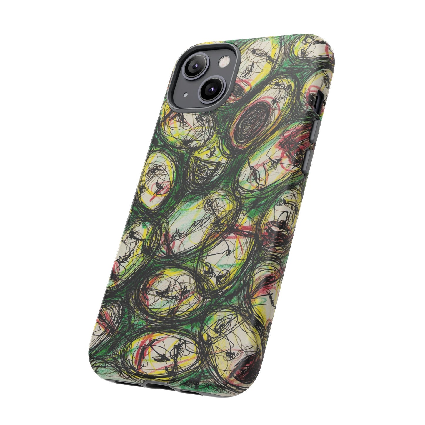 Abstract Sanity Faces Phone Case | Expressionist Face Art | Tough Case