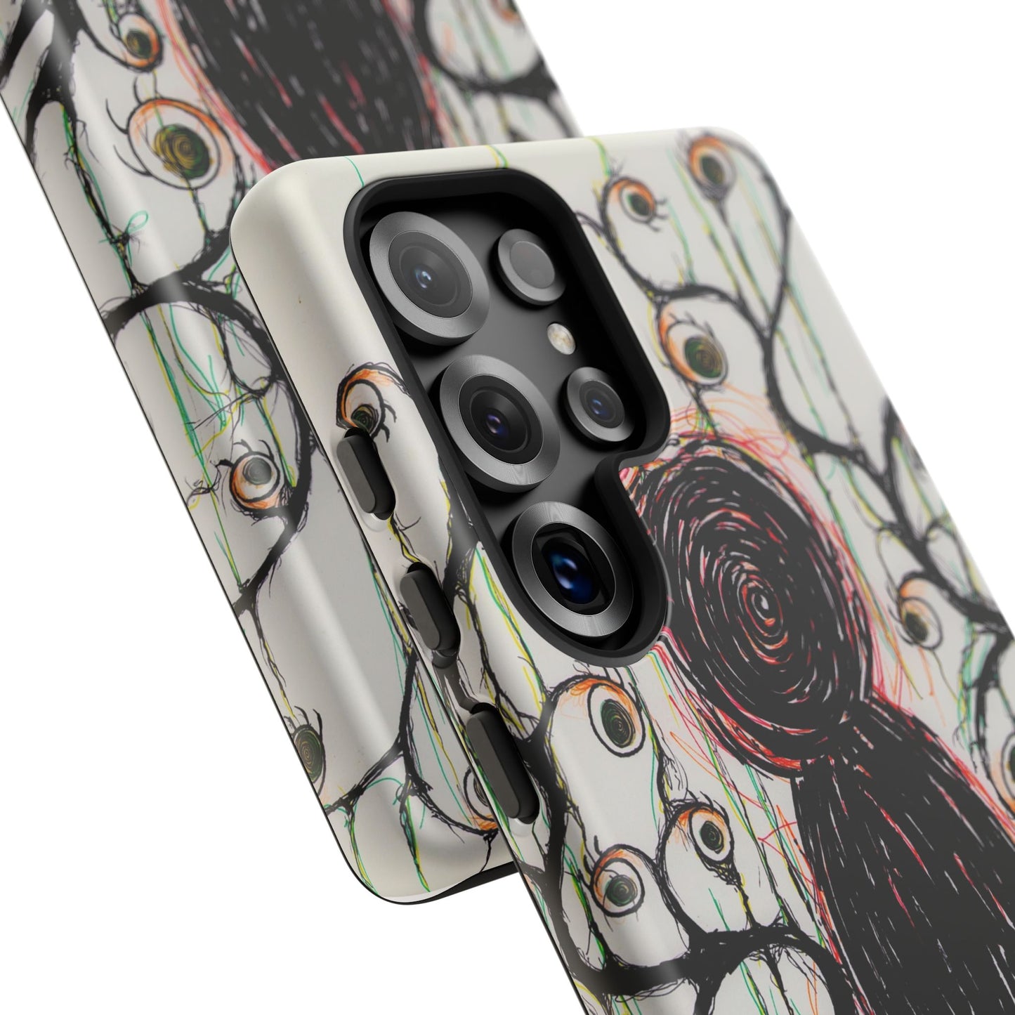Dark Scribble Figure Tough Case | Surreal Eyes Phone Case | Tough Phone Case