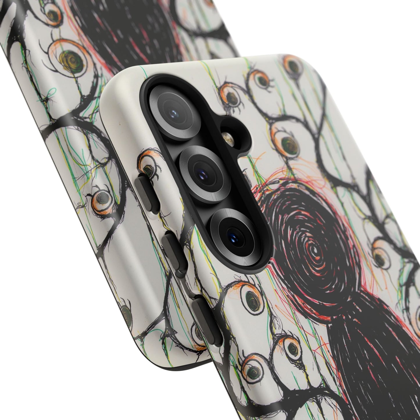 Dark Scribble Figure Tough Case | Surreal Eyes Phone Case | Tough Phone Case