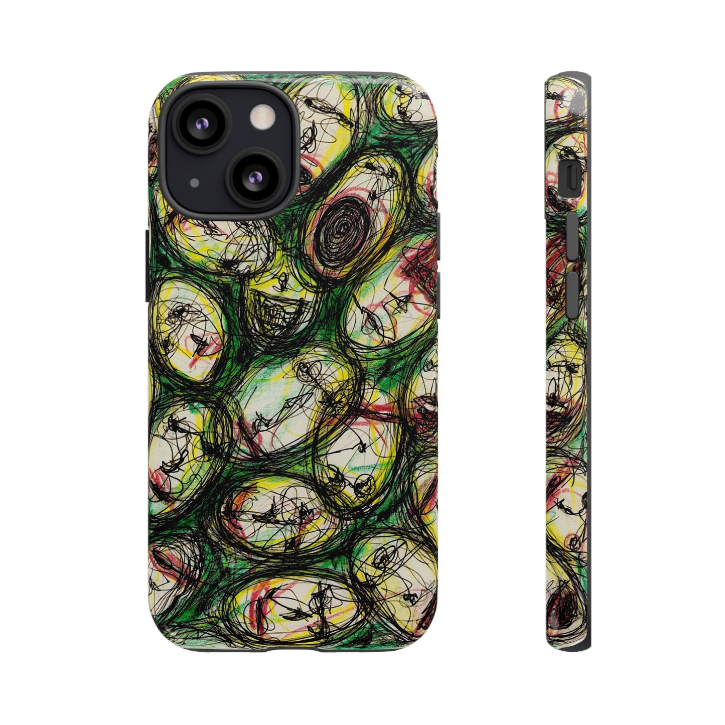 Abstract Sanity Faces Phone Case | Expressionist Face Art | Tough Case