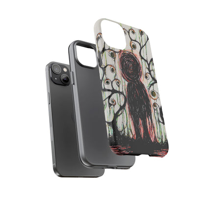 Dark Scribble Figure Tough Case | Surreal Eyes Phone Case | Tough Phone Case