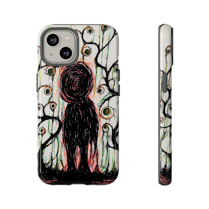 Dark Scribble Figure Tough Case | Surreal Eyes Phone Case | Tough Phone Case