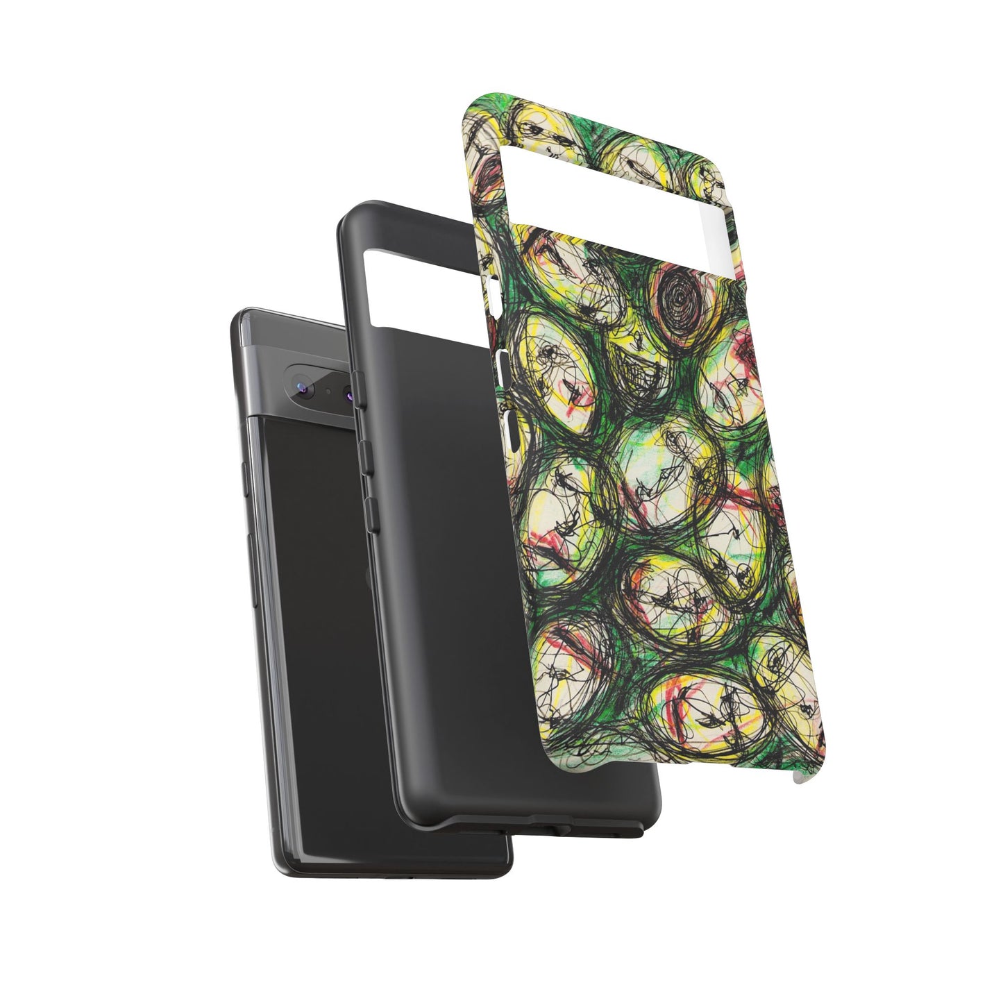 Abstract Sanity Faces Phone Case | Expressionist Face Art | Tough Case