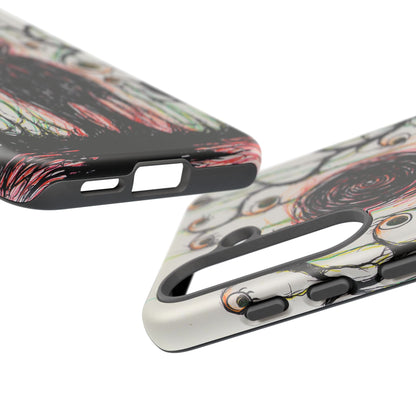 Dark Scribble Figure Tough Case | Surreal Eyes Phone Case | Tough Phone Case